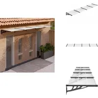 vidaXL Deurluifel - Deurluifels - Afdak Voordeur - Luifel Voordeur - Deurluifel 396x90 cm polycarbonaat zwart en transparant