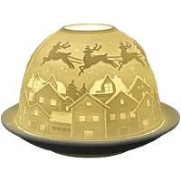 Clayre & Eef Waxinelichthouder Ø 12x8 cm Wit Porselein Kerst