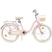 Happiq Kinderfiets – Voor kinderen van 3-10 jaar – Met zijwieltjes, fietsmandje en bagagerek – Roze, 51 cm