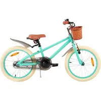 Happiq Meisjesfiets – Voor kinderen – Met zijwieltjes, handrem, coasterrem en mandje – Groen, 36 cm