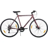 Happiq Racefiets – Voor heren en dames – 7 versnellingen / dubbele schijfrem / lichtgewicht frame – Aluminium / Rood / Maat M (71 cm)