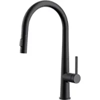 CECIPA MAX Zwarte Uittrekbare Keukenkraan - Kegel-Paraplu-ontwerp - 2 Straalstanden - 40 cm Uittrekbereik - Montagegat Ø33-38 mm