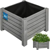 KOTARBAU Houten Plantenbak, Kiefernhout, 38 x 38 x 30 cm, Antraciet, Houten Bloembak, Plantenbak voor Buiten, met Vlies, voor Tuin, Terras, Balkon