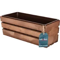 KOTARBAU Houten Plantenbak - Bloembak Hout - met Kunststof Inzetstuk - Balkonbak - 40 x 18 x 15 cm - Bruin - voor Terras - Balkon - Deko Planten