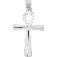 Akzent dames hanger "Ankh" van 925 Sterlingzilver, gerhodineerd, duurzaam