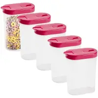 PlasticForte Voedsel opslag container model strooibus - 5x - roze - 1000 ml - kunststof - 15 x 7 x 19 cm