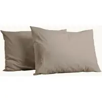 Y-NOT Kussenslopen Set - Percal Katoen Taupe/Grey - 60x70 cm - 2-pack - Zachte Kussenhoezen voor Comfortabele Nachtrust
