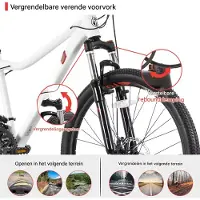 Happiq Dames mountainbike – Voor volwassenen – 21 versnellingen, vergrendelbare verende vork, dubbele schijfremmen, aluminium frame – Groen, 51/66/69 cm