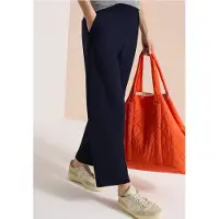 Cecil Dames 7/8 High Waist broek met wijde pijpen in Loose Fit - Blauw - XXL