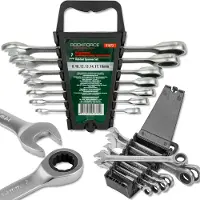 RCF Set van platte ringsteeksleutels - ROCKFORCE - RF-51072 - 7 stuks (8-19 mm) - Chroom-Vanadium staal CrV - Dubbele functionaliteit