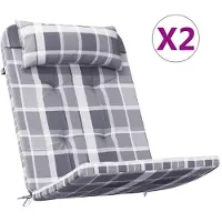 vidaXL Stoelkussens 2 st Adirondack ruitpatroon oxford stof grijs