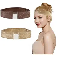 LONGZIMING - Pruik Band Set Van 2 - Fluweel - Verstelbare En Onzichtbare Lace Wig Band - Antislip Pruikhouder Voor Stevige Fixatie - Bruin,Beige