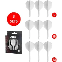 GOAT Air White NO6 - Multipack - Dart Flights & Shafts - 3 Sets - Medium, Inbetween & Short