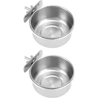 LONGZIMING - 2 Stuks - Vogelvoerbak - RVS - Vogel Voerbakken Hangend - Voerbak Voor Vogelkooi En Rattenkooi - 10x4,5cm - Stevige Voer En Waterbak Voor Vogels