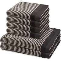 Ross Handdoek 'Stripes' donkergrijs