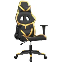 vidaXL Massage gamestoel kunstleer zwart en goudkleurig