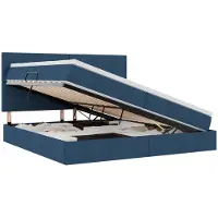 vidaXL Opslag bed met matras met hoofdeinde Blauw 200 x 200 cm Stof