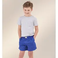 Little label shortama grijs / blauw Jongens Stretchkatoen Ronde hals All over print - maat 122/128