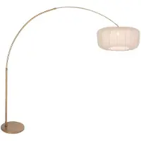 Steinhauer Bronzen booglamp Vela Lino met crème kap Ø60cm