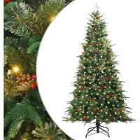 vidaXL Kunstmatige Hinged Kerstboom met 300 LED Groen 210 cm PE en PVC