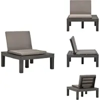 vidaXL Tuinloungestoel - Tuinloungestoelen - Tuinstoel - Tuinstoelen - Loungestoel met kussen kunststof antraciet