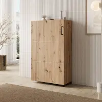 Meubella - Inverly - Schoenenkast - Eikenpatroon - 68x33x113 cm