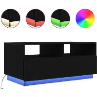 vidaXL Salontafel met LED-verlichting 90x49x40 cm zwart eiken
