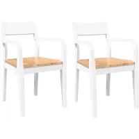 vidaXL Eetkamerstoelen 2 st massief hout rubber wit