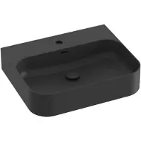 Ravak Ceramic - Wastafel 55x45 cm, met overloop, kraangat, mat zwart XJX0D155005