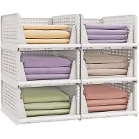 Songmics - Kledingkast - Stapelbaar - Uittrekbare Mand - Set van 6