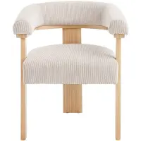 Vente-unique Stoel met armleuningen in corduroy en natuurlijk rubberhout - Beige - LIVELIA van Pascal MORABITO