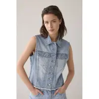 Summum Woman Denim Gilet Vintage Cotton Twill Vintage Blue Denim Size: 44 | Vests Outlet | Dames | Blauw