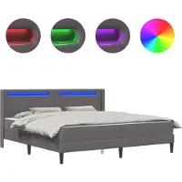 vidaXL Bedframe met matras Grijs 200 x 200 cm Kunstleer