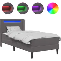 vidaXL Bedframe met matras Grijs 90 x 200 cm Kunstleer