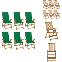 vidaXL Tuinstoel - Tuinstoelen - Tuin Stoel - Tuin Stoelen - Tuinstoelen 6 st inklapbaar met kussens massief acaciahout