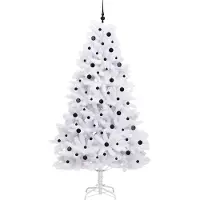 vidaXL Kunstmatige Hinged Kerstboom Wit 240 cm PVC en Staal