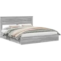 vidaXL Opbergbed met lade Grijs Sonoma 200 x 200 cm Bewerkt hout