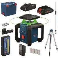 Bosch GRL 18V-4-34 CVG Set | Accu rotatielaser 18V groen + LR45 + BT 170 HD + GR 240 in L-BOXX (1x 4.0Ah ProCORE accu + GAL 18V-40 lader) - 0615A500DH