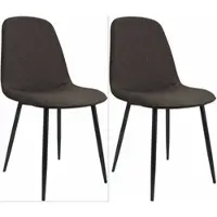 CLP Maryam Set van 2 eetkamerstoelen - klassiek - met rugleuning - zwart metalen frame - belastbaar tot 150 kg - Stof/bruin