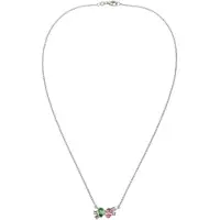 Elli - Halsketting - Ketting met steen Dames Glaskristallen Roos Lichtgroen Blauw 925 Sterling Zilver 45 cm -