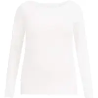 We fashion - Dames T-shirt met boothals- Curve - Wit - Katoen - Plus Size Maat: 44