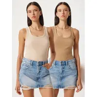 Happiness İstanbul Fitted U-hals Gebreide 2-Pack Tanktop