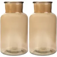 Homla - Tenno Bloemenvaas - Set van 2 - Decoratieve Vaas - Modern Design - Groot Glazen Vaas voor Droogbloemen & Boeket- Scandinavisch Interieur - Stijlvolle Woonaccessoire - Ø14.5 x 25.5 cm - Beige