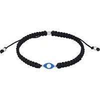 KUZZOI - Armband - Heren boze oog symbool met nylon zwart in 925 sterling zilver - Heren