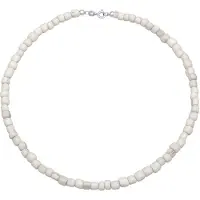 Elli - Halsketting - Dames Choker trend basis met glazen kralen wit in 925 sterling zilver - Dames