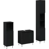 vidaXL Badkamermeubel Set 3 st Zwart Eiken 30 x 30 x 190 cm