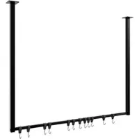 CLP Fenton Kledingstang - kledingstandaard - kledingroede - garderobestang - kleding stang - voor plafondmontage - met 12 haken - zwart