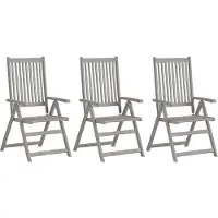 vidaXL Tuinstoelen verstelbaar 3 st massief acaciahout grijs