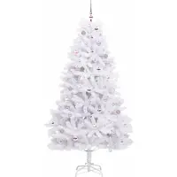 vidaXL Kunstmatige Hinged Kerstboom Wit 210 cm PVC en Staal
