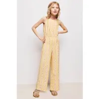 Mango gebloemde jumpsuit geel Meisjes Katoen Vierkante hals Bloemen - maat 128